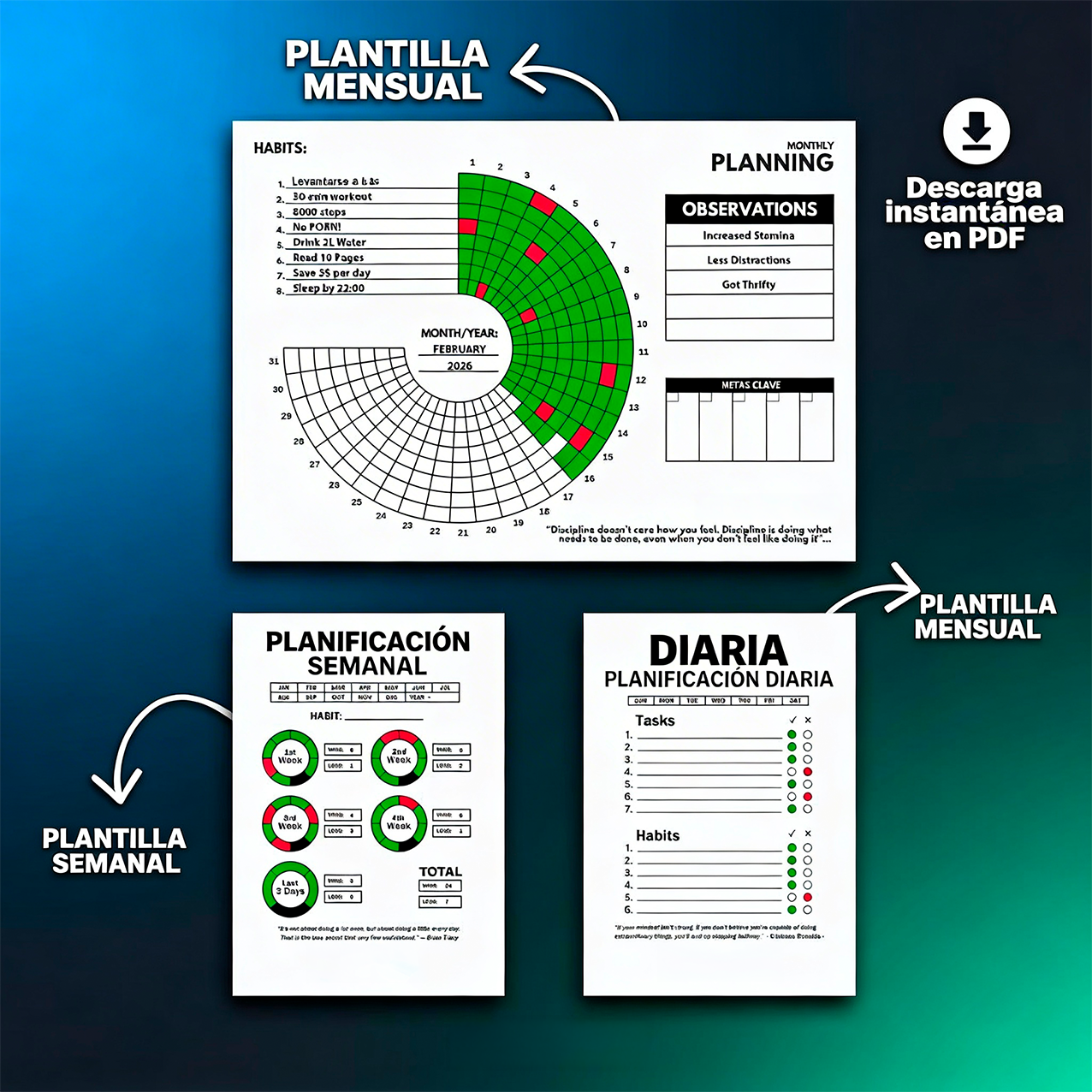 TU MEJOR VERSIÓN EN SOLO 31 DÍAS™️ Rastreador de Hábitos Circular